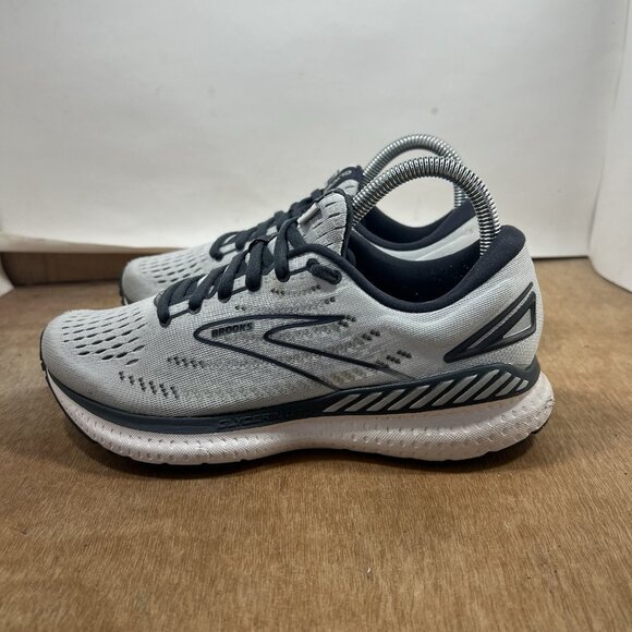 Brooks Glycerin GTS 19 Women Size 7 D Grey White Running Shoe Laced Up Casual - Picture 3 of 9